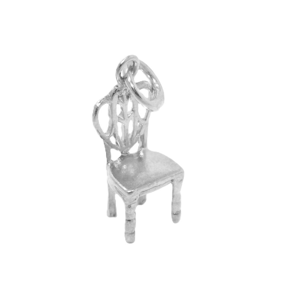 .925 Sterling Silver 3D Fancy Chair Pendant Charm
